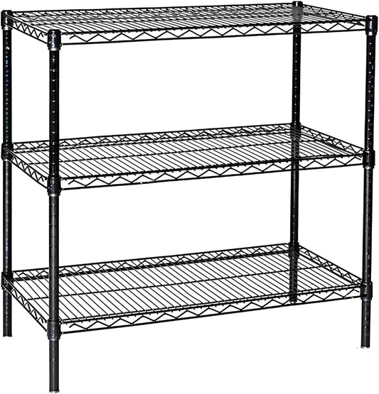 Omega 12" Deep x 48" Wide x 36" High 3 Tier Black Starter Shelving Unit