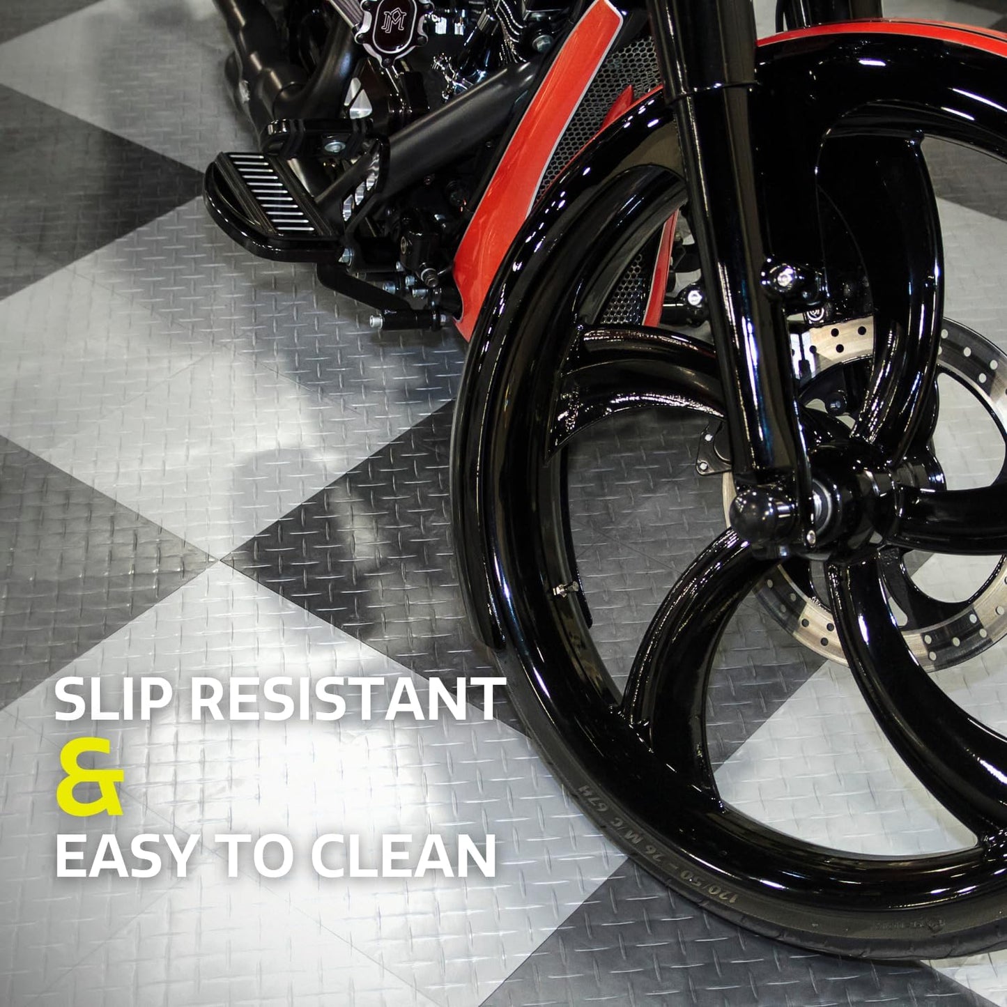 Big Floors RaceDeck Diamond Plate Design, Durable Interlocking Modular Garage Flooring Tile (Red, 24 Pack of 12 x 12" Tiles)