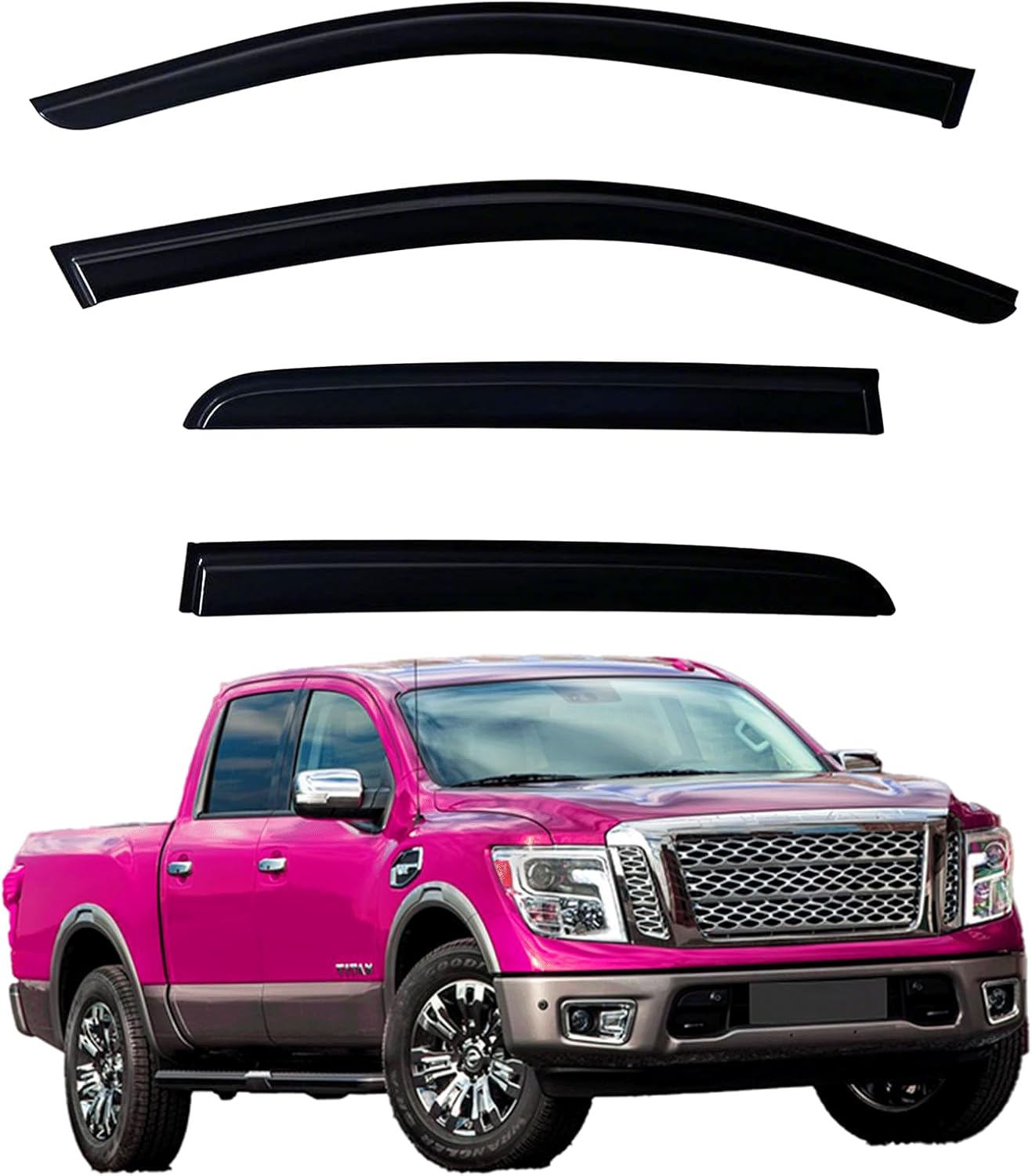 Window Visors Rain Guards fits 2017-2025 Titan, Out-Channel Window Wind Deflectors Vent Shades Accessories for Titan XD Crew Cab 2016-2025, Dark Smoke 4 Pcs, 2018 2019 2020 2021 2022 2023 2024