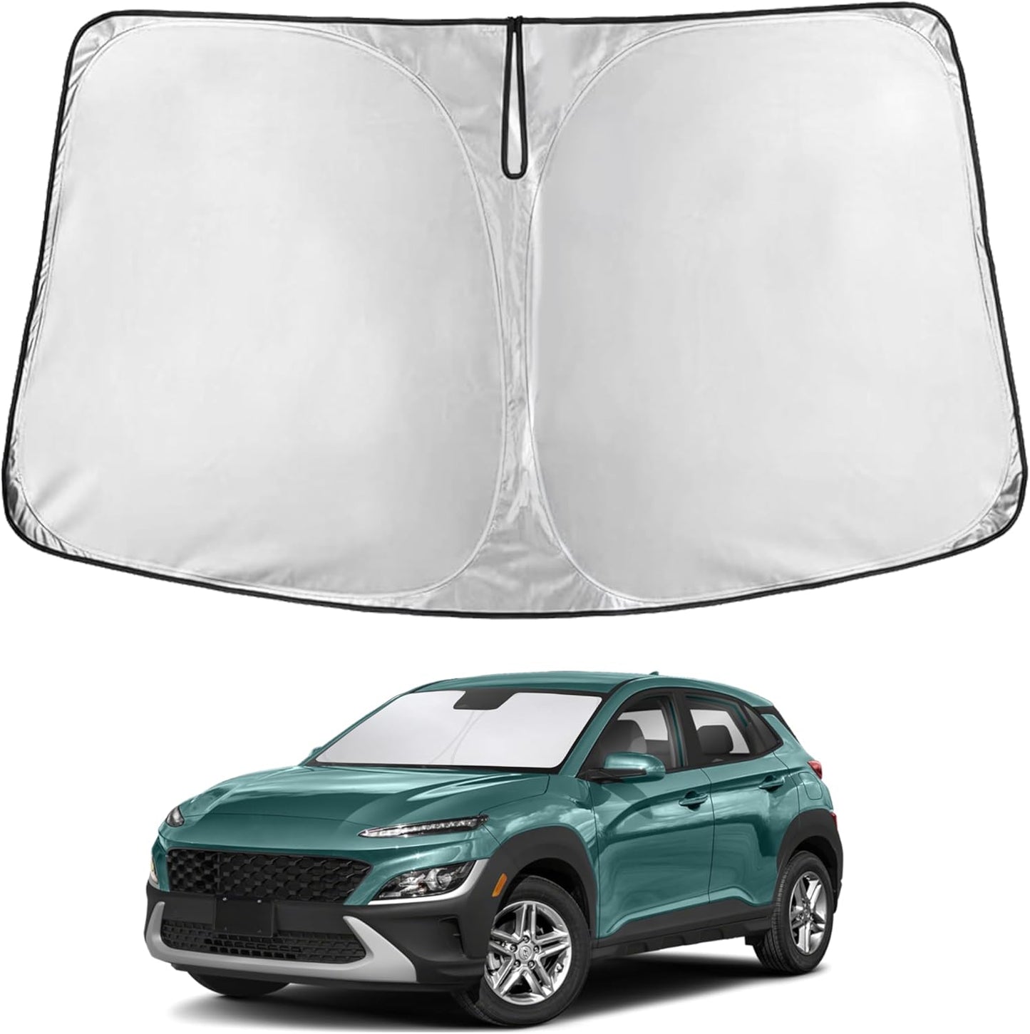 Econour Windshield Sun Shade for 2018-2025 Hyundai Kona Accessories Sunshade Window Sun Visor Protector Foldable Blocks UV Rays Keep Your Car Cooler