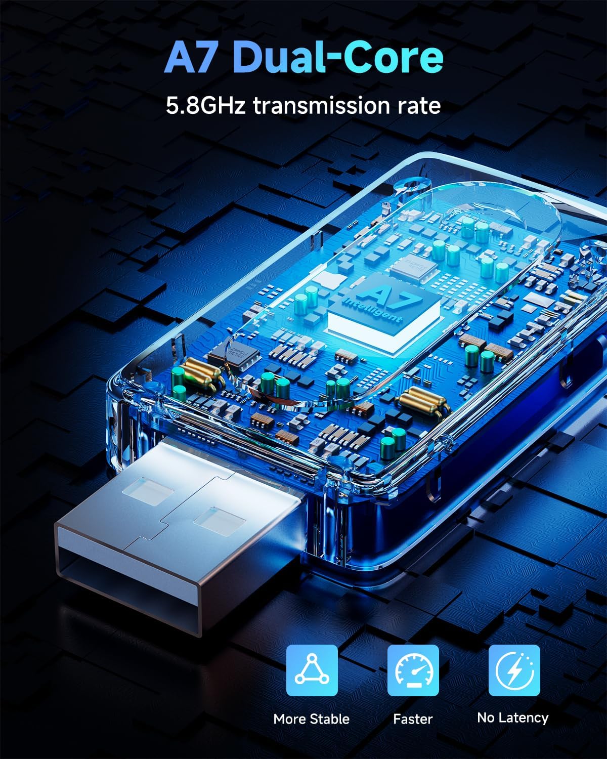 FAHREN 2025 Upgraded Wireless CarPlay Adapter for iPhone,Bluetooth & WiFi Connection,Compatible with iOS 10+ & car from 2016+,No Lag,Includes Type-C Adapter & Extension Cable USB A.