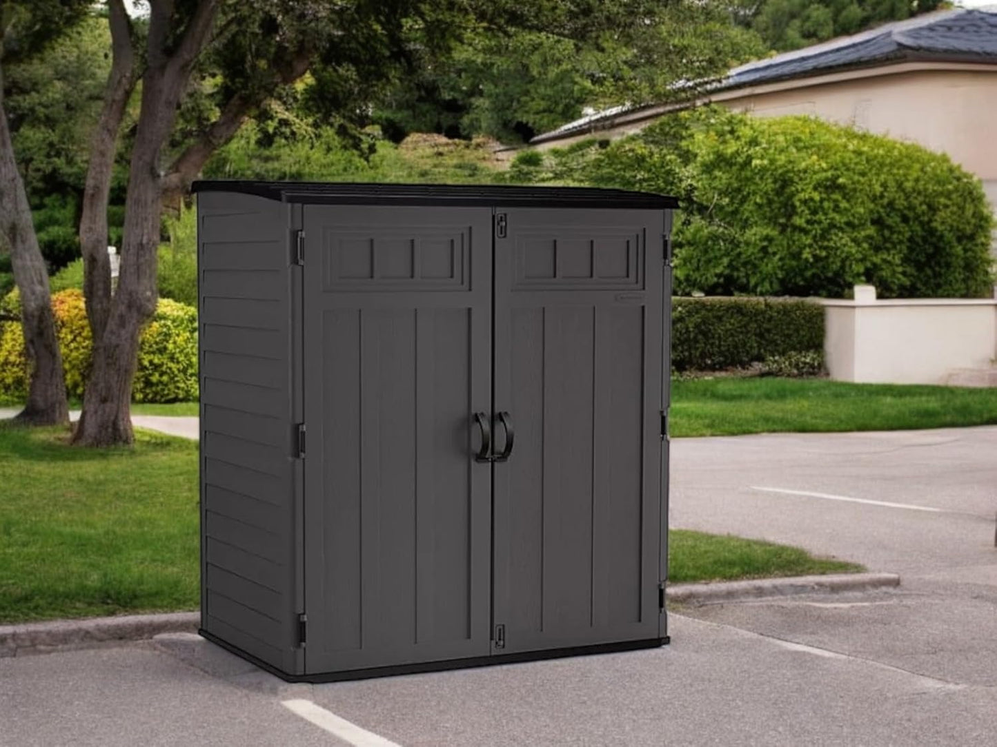Outdoor Storage Shed, Extra Large Vertical, 6' x 4', Dark Gray