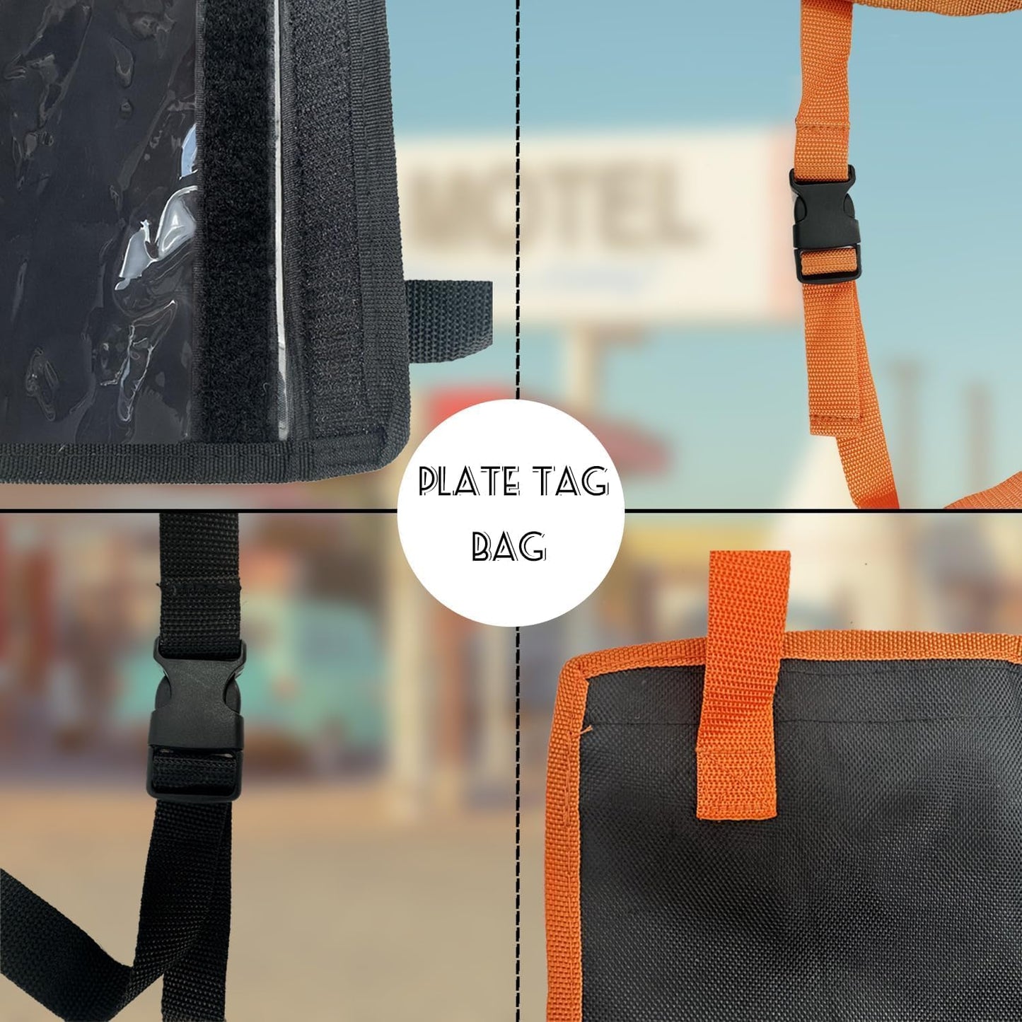 License Plate Holder with Hanging Strap, Test Drive Tag Bag, Dealer Plates License Frame Cover, for Car SUV Truck (Orange, 5)