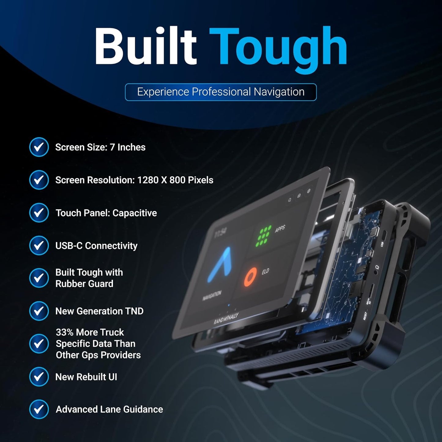 Rand McNally RANDTAB7 7-inch GPS Truck Navigator with Industry's Best Custom Trucking Routes, Rand Navigation 2.0 with 2025 Maps