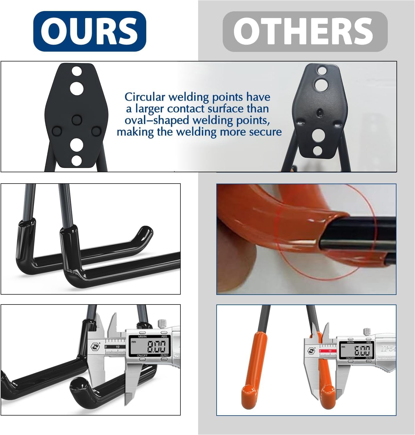 3-H Garage Wall Hooks 60 Pack, Heavy Duty Garage Hooks with Extra Welding Spots, Wall Mount Storage Organizer for Hanging Garden Lawn Tools, Ladder, Bike, WeedEater, Chair, Shovel, Blower (Black)