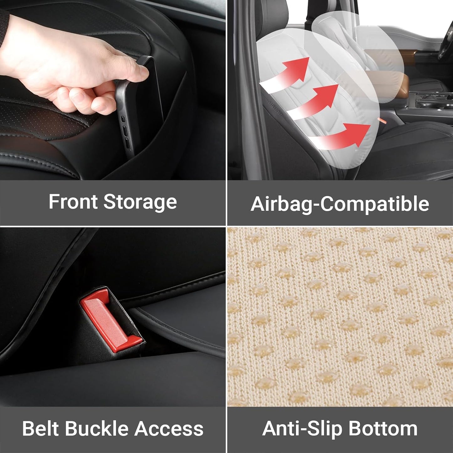 Coverland Custom Car Seat Covers Compatible with 2007-2013 Sierra 1500 Extended Cab - Premium Leather Non-Slip Waterproof Cover Interior Protector Full Set-Black [See Size Chart-Size X115]