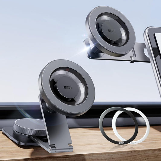 ESR for MagSafe Car Mount, Car Phone Holder,Dashboard/Tesla Touchscreen Car Mount, Magnetic Phone Holder for Car, for iPhone 16/16e/15/14/13/12, S25, Charging Not Supported(2 Metal Rings Included)