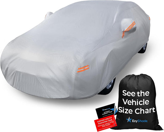 EzyShade 10-Layer Car Cover Waterproof All Weather. See Vehicle Size-Chart for Accurate Fit. Outdoor Full Exterior Covers for Automobiles Sedan Hatch SUV Rain Sun Protection. Size A3 (See SizeChart)