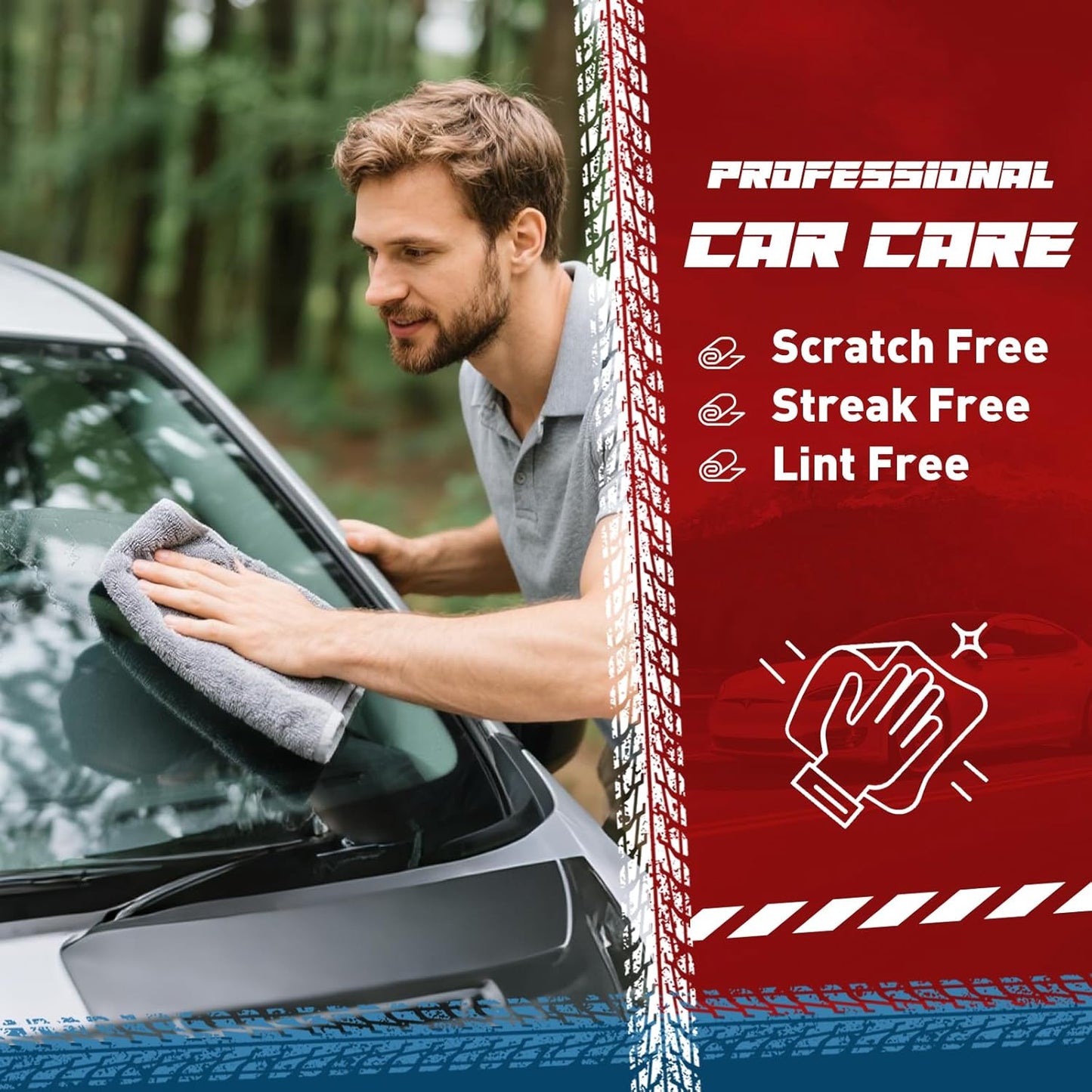 Microfiber Cleaning Cloths Bulk-50 Pack, Gray Microfiber Towels for Cars, Ultra Absorbent Microfiber Towel Weave Grime & Liquid for Streak-Free Mirror Shine - Car Washing Cloth