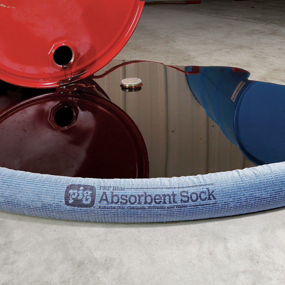 PIG Blue Oil Absorbent Sock - 12 per Package - 3" x 48" - Absorbs up to 95 oz per Sock - PIG238