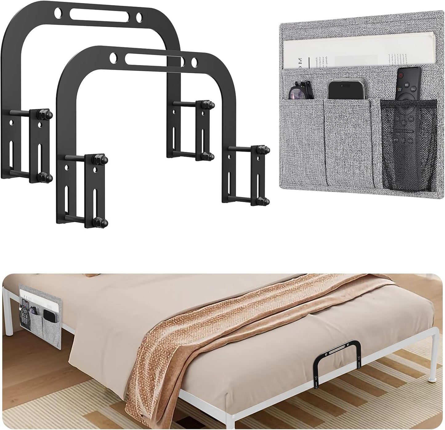 Mattress Slide Stopper, YUOROS Non Slip Mattress Gripper for Metal Bed Frame, Holder Retainer Bar to Keep Mattresses Topper from Sliding