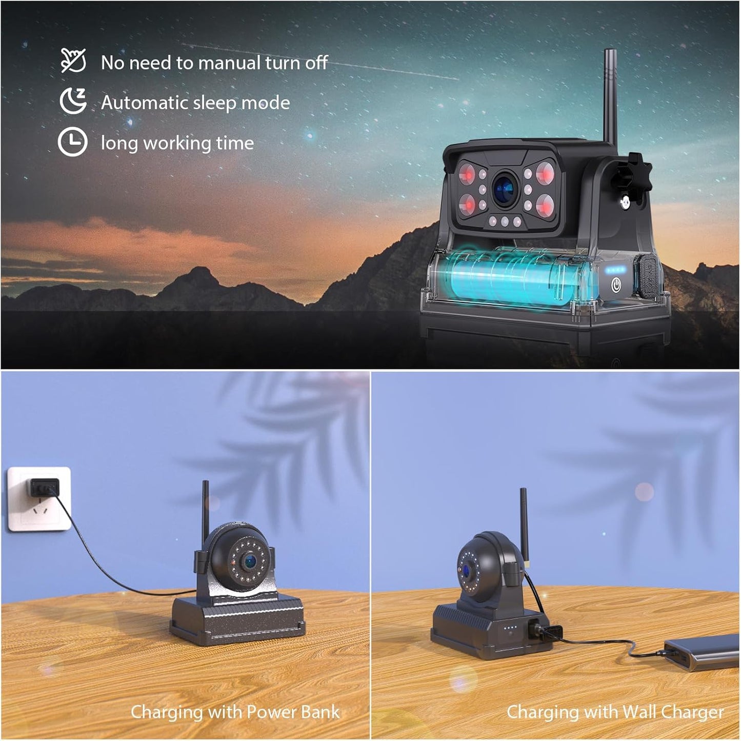 Magnetic Wireless Backup Camera: Portable Rechargeable Battery, 10" HD 1080P DVR Monitor with Rear View Side View Camera for Travel Trailer/Fifth Wheels/RV/Camper BC103