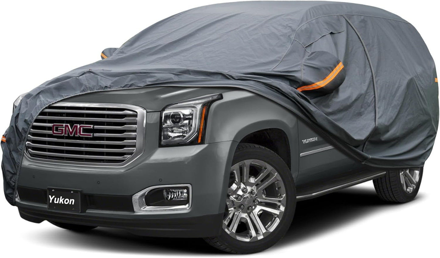 Premium Car Cover Custom Fit GMC Yukon XL (2000-2025), 16 Layers Heavy Duty Car Cover Waterproof All Weather with Zipper Door for Sun Rain Snow Dust Uv Protection