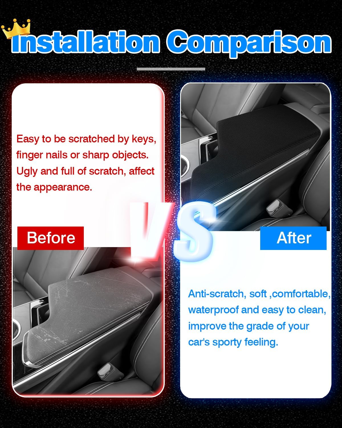 Autorder Center Console Cover for 2023-2025 2026 Cadillac Lyriq Accessories Armrest Cover Anti-Scratch Middle Console Pad Leather Armrest Protector