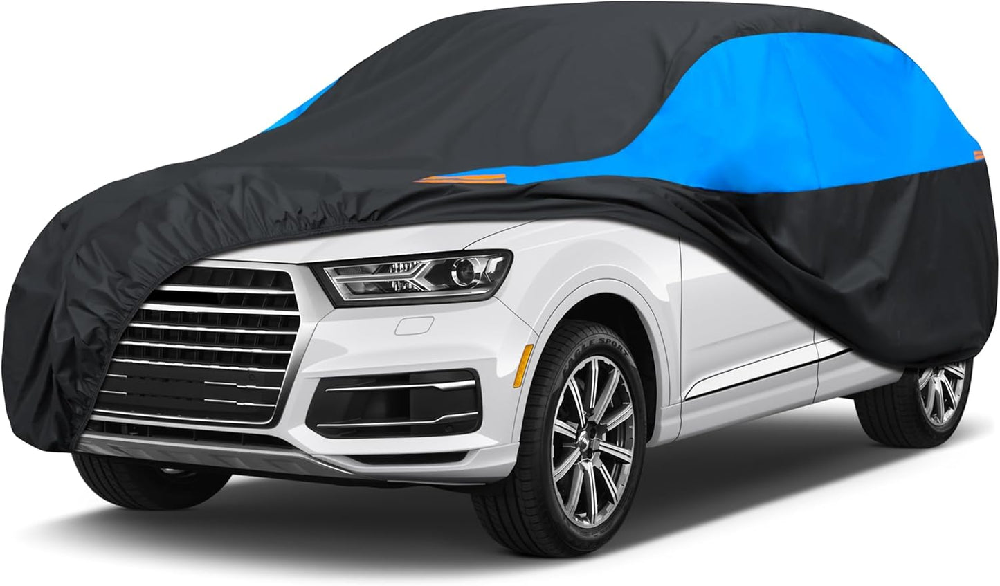 MORNYRAY Waterproof Car Cover All Weather Snowproof UV Protection Windproof Outdoor Full car Cover, Universal Fit for Sedan (Blue, S6-Fit SUV Length(222-240 inch))