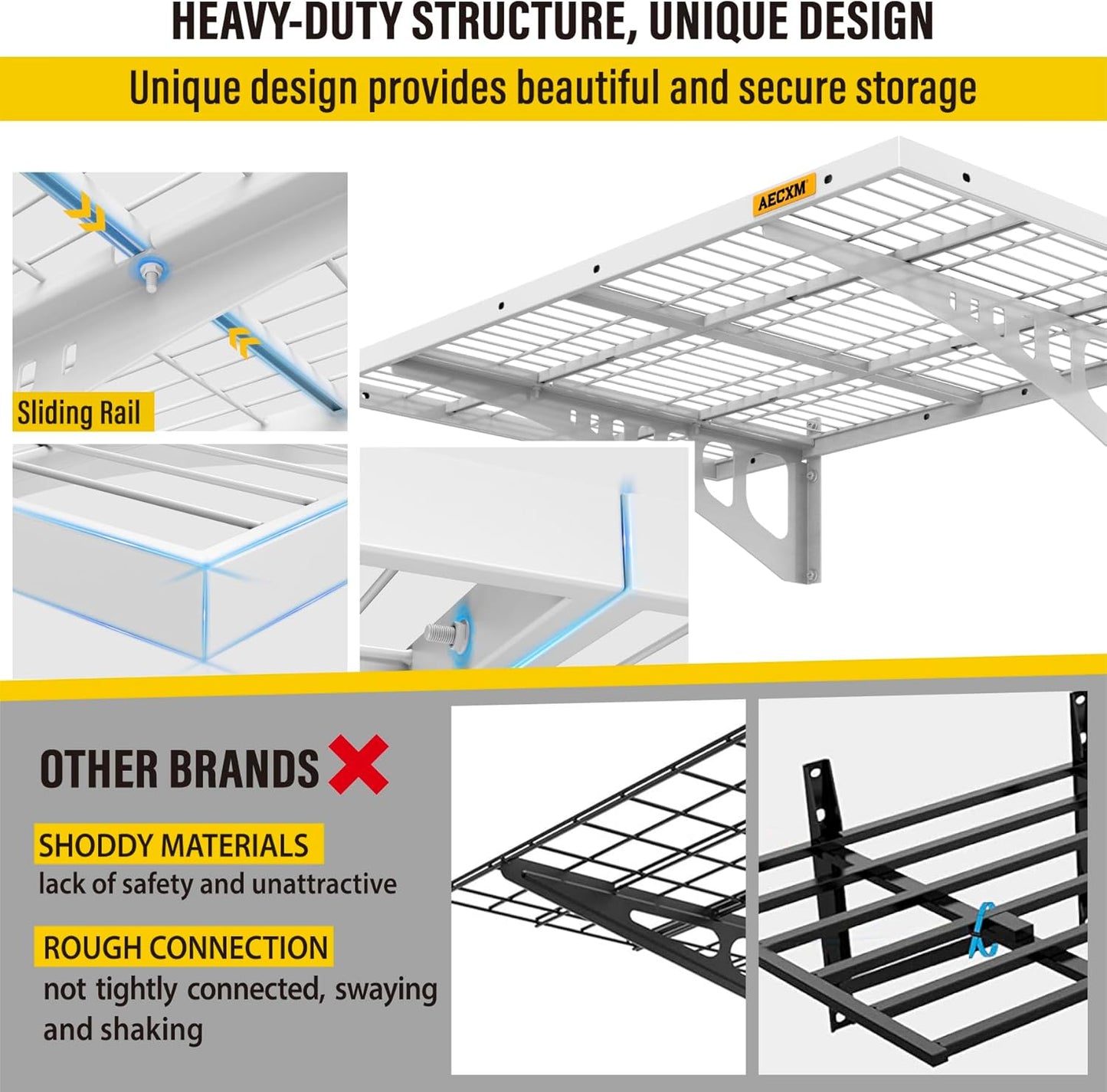 2x3ft 4Pack Wire Shelving Unit Heavy Duty Garage Storage Shelves Wall Mounted White 1120lbs Load Capacity（24-inch-by-36-inch）