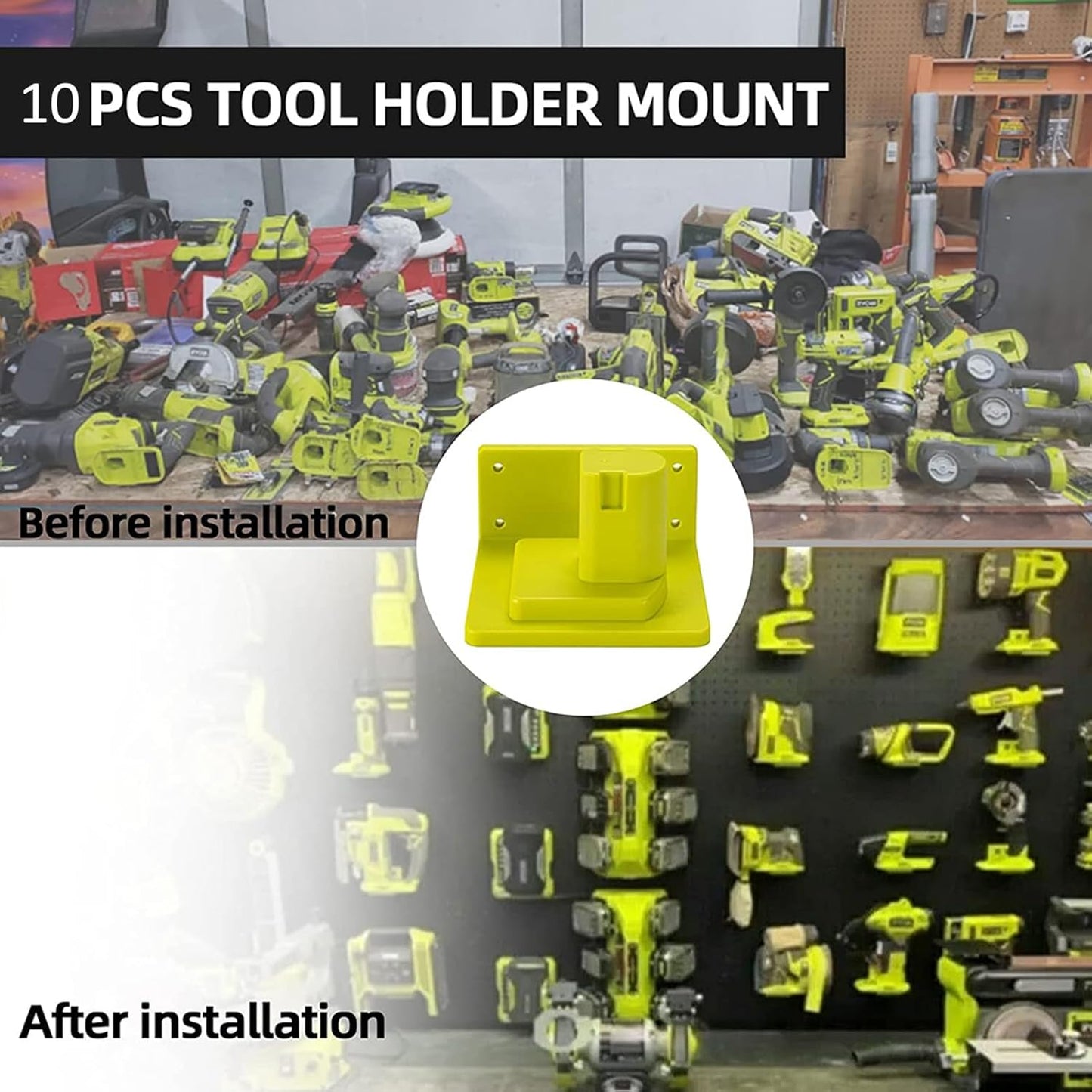 10 Pack Tool Holder Wall Mount Portable Compatible with Ryobi 18V Power Tool Holder Mount Hanger Storage Organizer with Screws Easy Installation for Workshop Garage