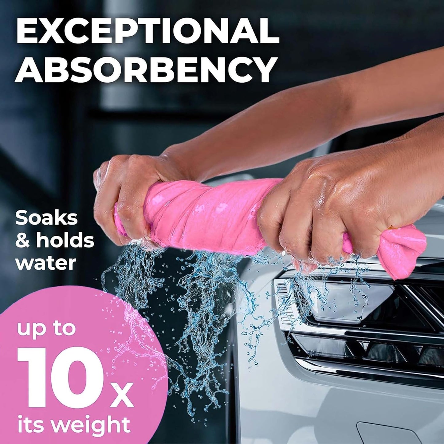 Premium 2pk +1 Free Shammy Cloth - Super Absorbent Chamois Towel - Reusable & Scratch-Free - Soft Car Drying Towels (26"x17")