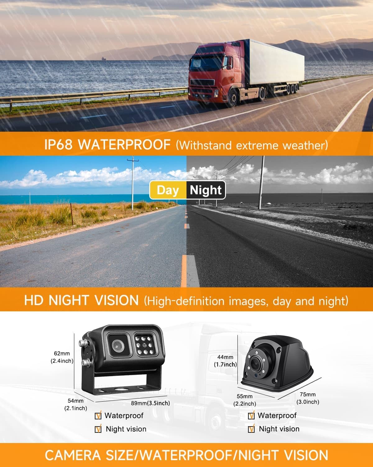 8CH Mobile DVR Monitor Camera System with WiFi Live GPS Tracking HDD MDVR Video Recorder 7" Touch Screen Monitor and 4 1080P Rear Side View Camera Waterproof Night Vision for RV Truck Trailer Tractor