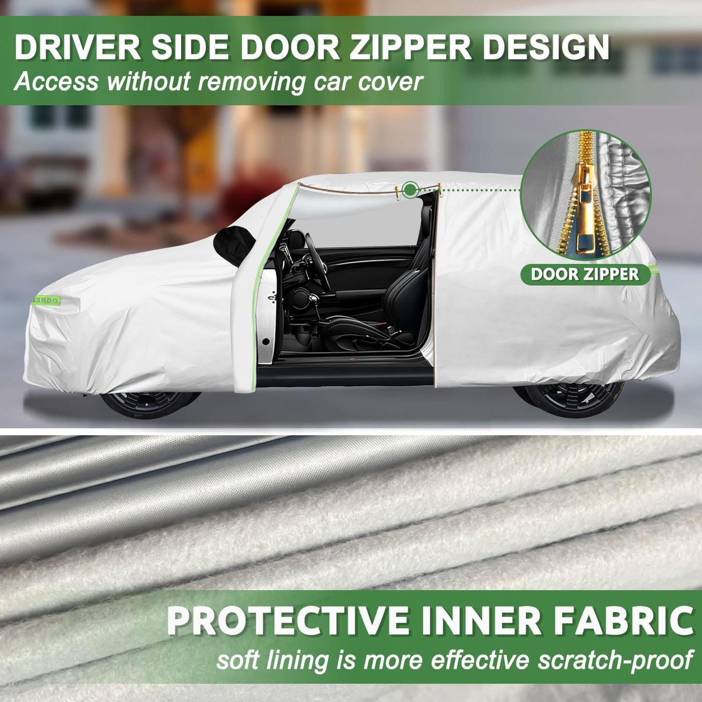 Car Cover for 2002-2025 Mini Cooper/Cooper S/Hardtop/Convertible 2-Door,Full Exterior Car Covers for Automobiles All Weather Waterproof Heavy Duty,Zipper/Cotton Rain UV Proof Custom fit【210T Taffeta】