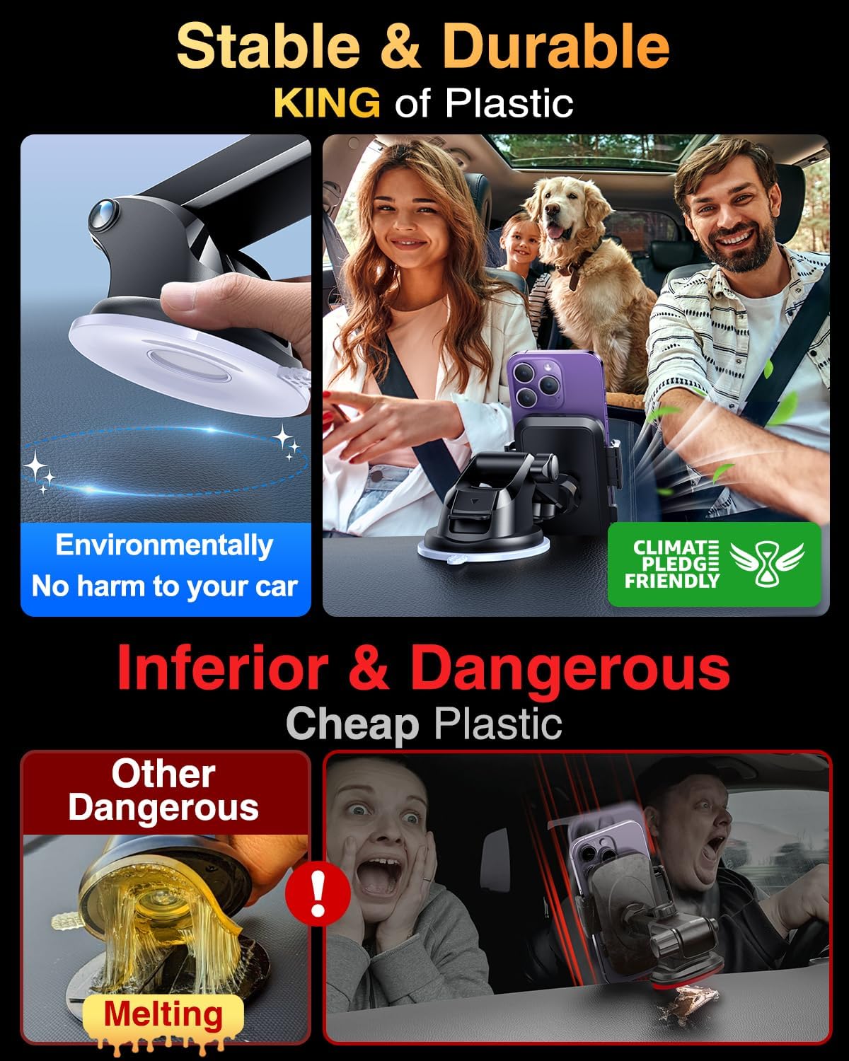 VANMASS 2025 True Upgrade [85+LBS] Phone Holders for Your Car [Strongest Suction & Clip] Cell Phone Mount Dashboard Windshield Vent Stand Cradle for iPhone 16 Pro Max 15 14 13 Android, Silver