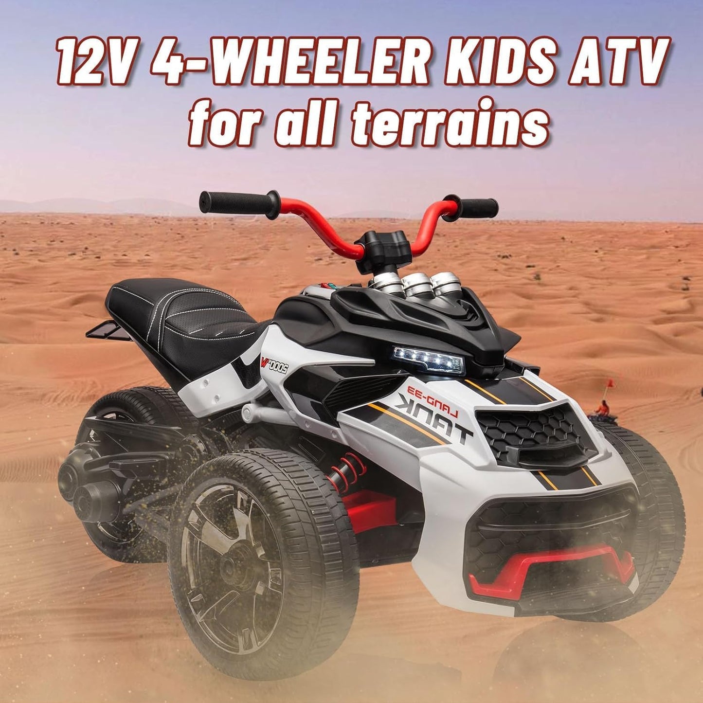 12V Kids Electric Ride-On Car with Parent Remote Control, 7MPH, 2 Speeds, 2x55W Motor, LED Lights, Music, USB & EVA Tires, 3 Wheel Battery Powered Toy Vehicle for Toddlers