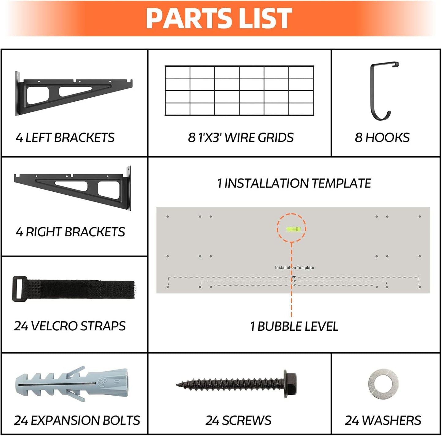 2-Pack 2x6ft Garage Wall Shelf, 72 inch Floating Shelf with 8 Bike Hooks, 1200 lbs Load Capacity Storage Shelves, Heavy Duty Metal Wall Mounted Shelves for Kitchen Laundry Workplace