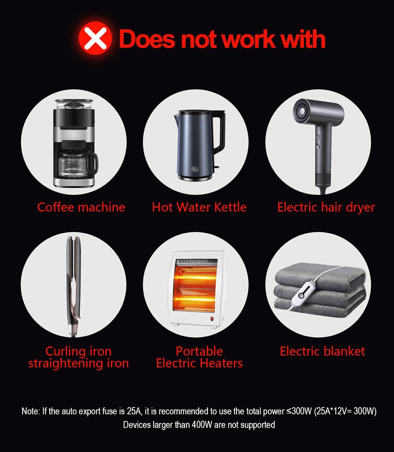 400W Car Power Inverter - Dual DC 12V to 110V AC Car Plug Adapter Outlets, Fast Charging USB C 65W & 24W Port, Power Inverters for Vehicles, Laptop Car Charger, Road Trips