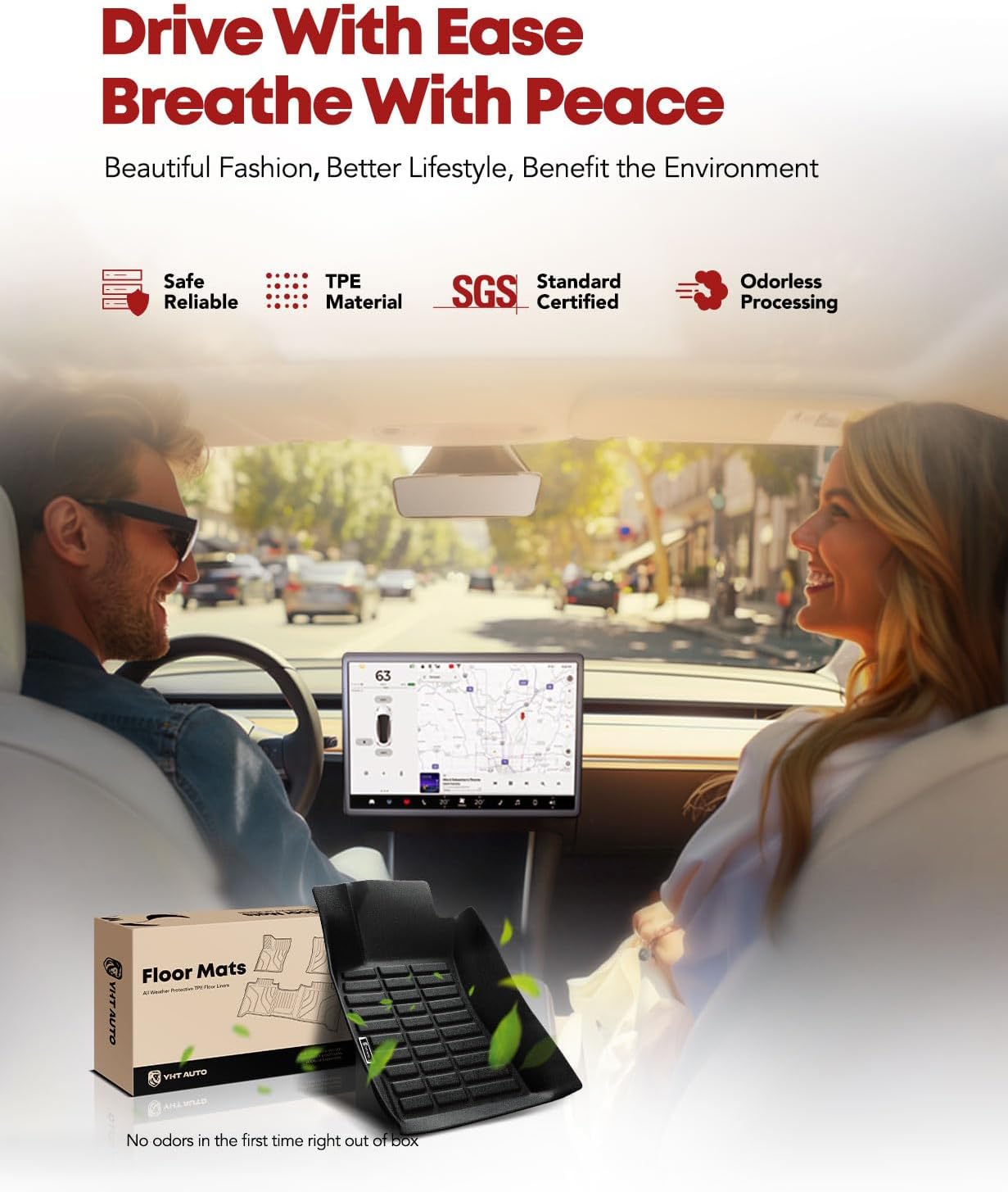 YHTAUTO Floor Mats Fit 2009-2013 Subaru Forester, TPE All Weather Car Mats Waterproof Anti-Slip Odorless Floor Liner, Interior Car Accessories Front & 2nd Row Liner