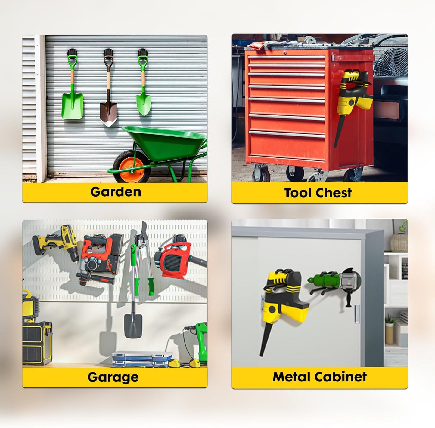 Strong Magnetic Hooks Heavy Duty - 2 Pack Rare Earth Magnets for Garage Utility Storage 20lb Hold | Hang Ladder, Power Tools, Toolbox, Shovel, Broom, Extension Cord(E-Blackpro 2)