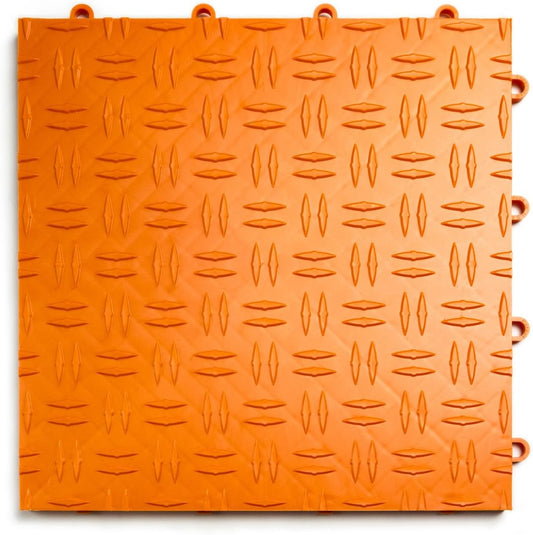 GarageTrac Diamond, Durable Interlocking Modular Garage Flooring Tile (12 Pack), Orange