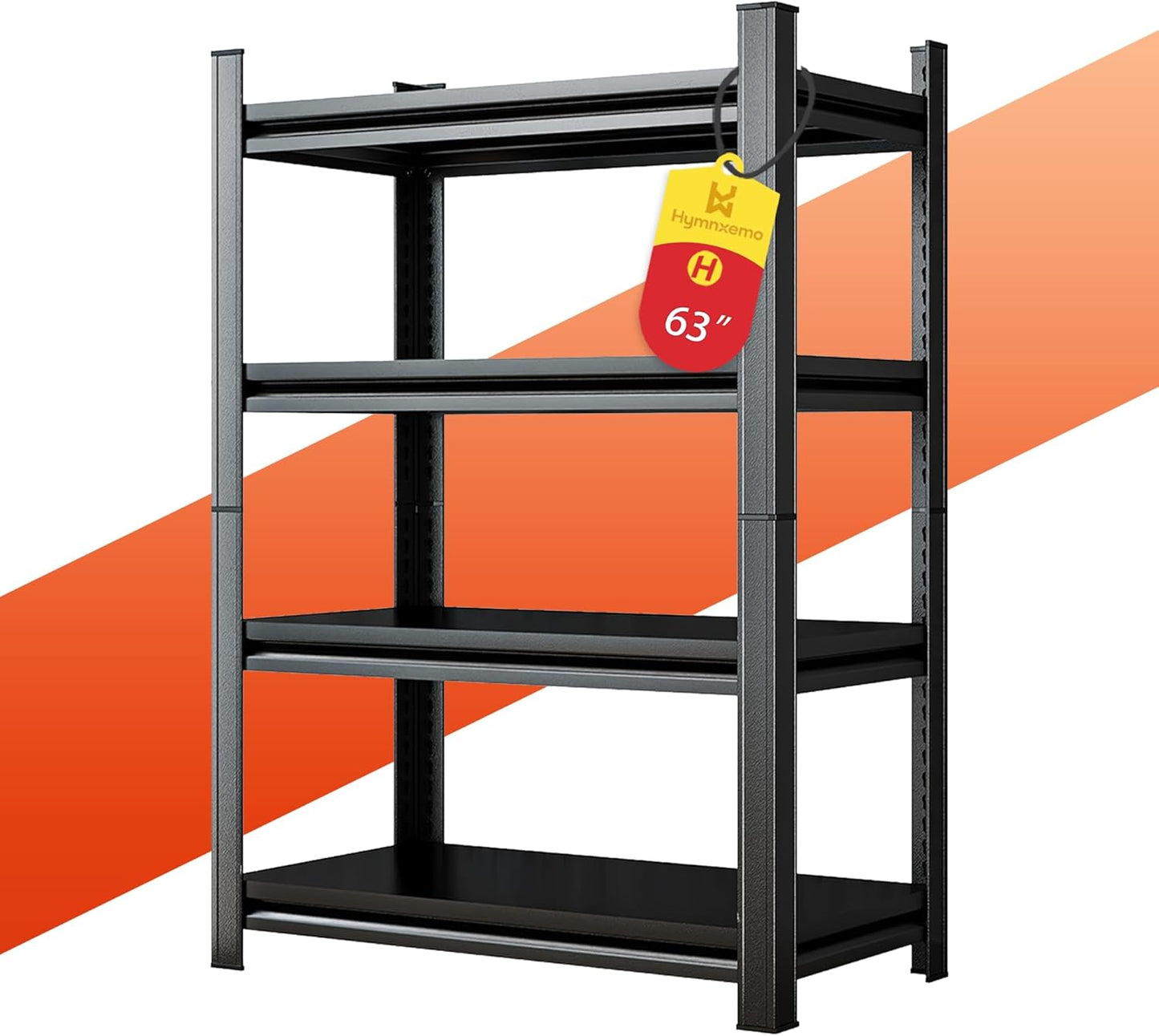 63''H Heavy Duty Metal Shelving Unit, 2000 lbs Total Capacity, Dual-Layer Column, Tool-Free Assembly, All-Steel Construction for Garage, Warehouse, Basement,45.3''W x 15.7''D x 63" H
