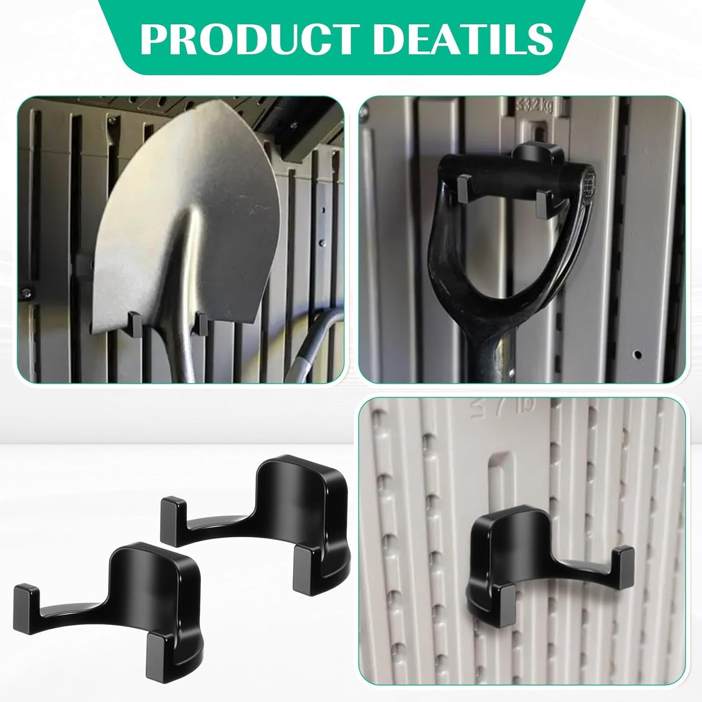 8 Pcs Shed Storage Tool Hooks Accessories Compatible with Suncast, Compatible with Craftsman for Hanging Shelves Accessories Part, Storage Sheds Replacement Screws, Brackets and Hooks(U Shaped)