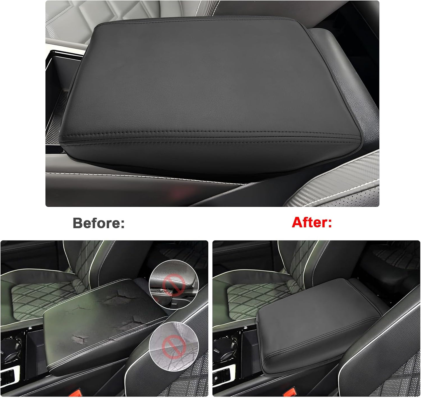 SXCY for 2024 2025 VW Atlas Armrest Cover for Volkswagen Atlas 2024 2025 Console Cover 2025 Atlas Center Console Cover 2024 2025 Atlas SEL Premium R-Line Accessories Middle Console Cover