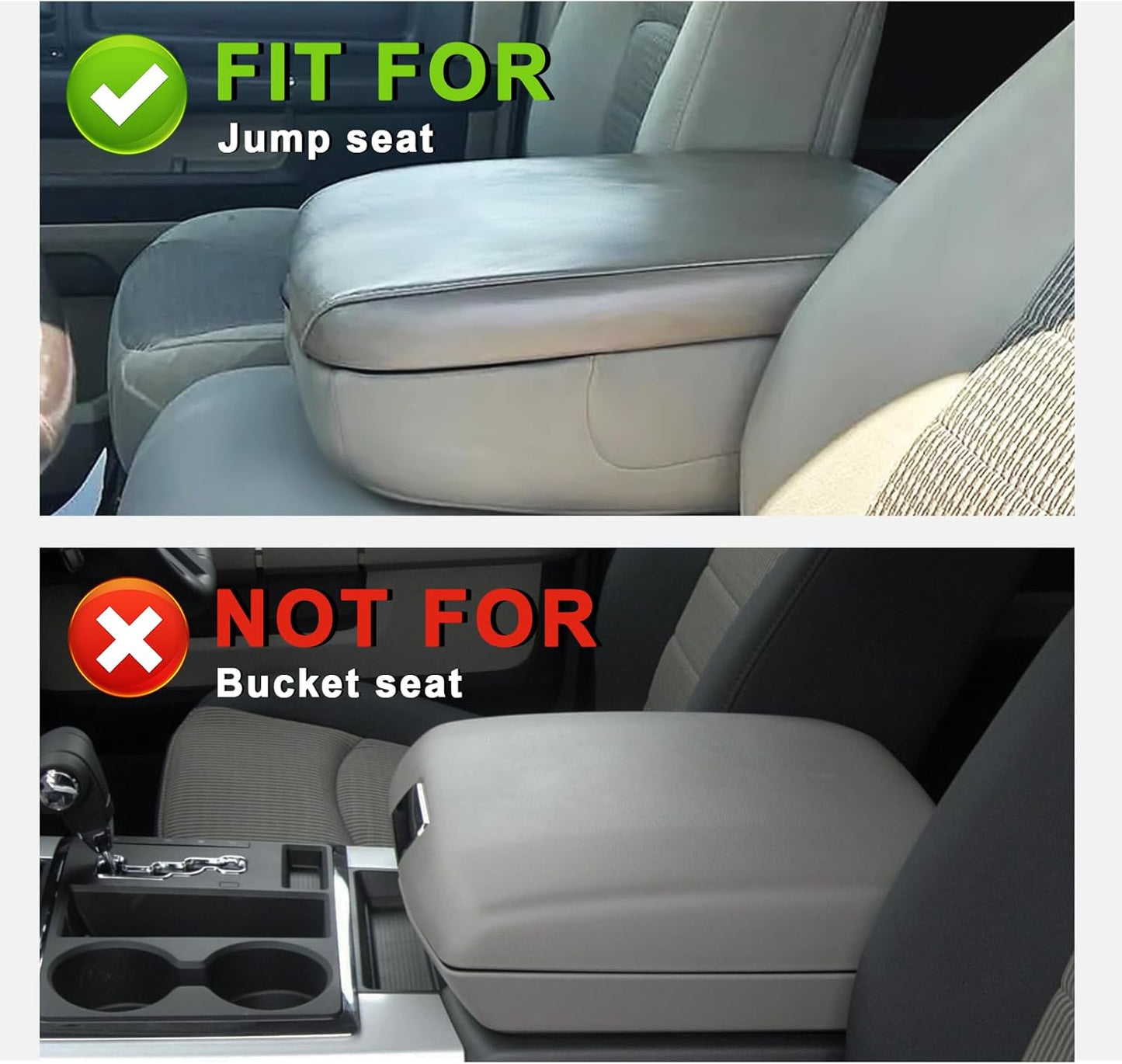 Muslogy Center Console Armrest Cover Compatible with Dodge Ram1500/2500/3500 2002-2012 Comfort Armrest Pad Arm Rest Cushion Vegan Leather Protector 1-Inch Extra Thick(Jump Seat ONLY)