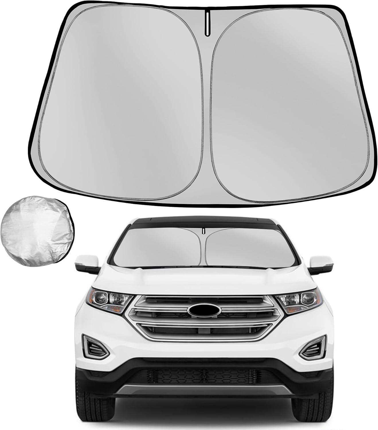 Windshield Sun Shade for 2015-2024 Ford Edge Foldable Sun Sunshade for Car Front Window Blocks UV Rays and Heat Automotive Interior Protector Custom Fit Accessories