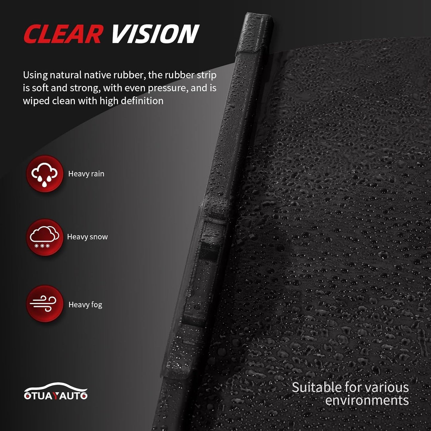 OTUAYAUTO Premium Windshield Wiper Blades - Replacement for Mazda CX-5 CX5 2013-2016 - Precision Fit, All-Weather Performance, Front and Rear Wiper Blades, J/U Hook - 24"+18"+14" (Pack of 3)