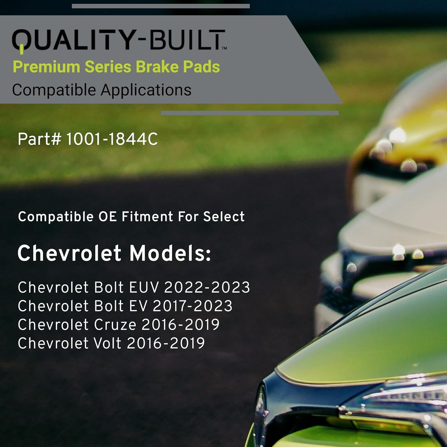 Premium Ceramic Front Brake Pads (1001-1844C) Compatible with Chevrolet Bolt EUV 2022-2023, Chevrolet Bolt EV 2017-2023, Chevrolet Cruze 2016-2019, Chevrolet Volt 2016-2019