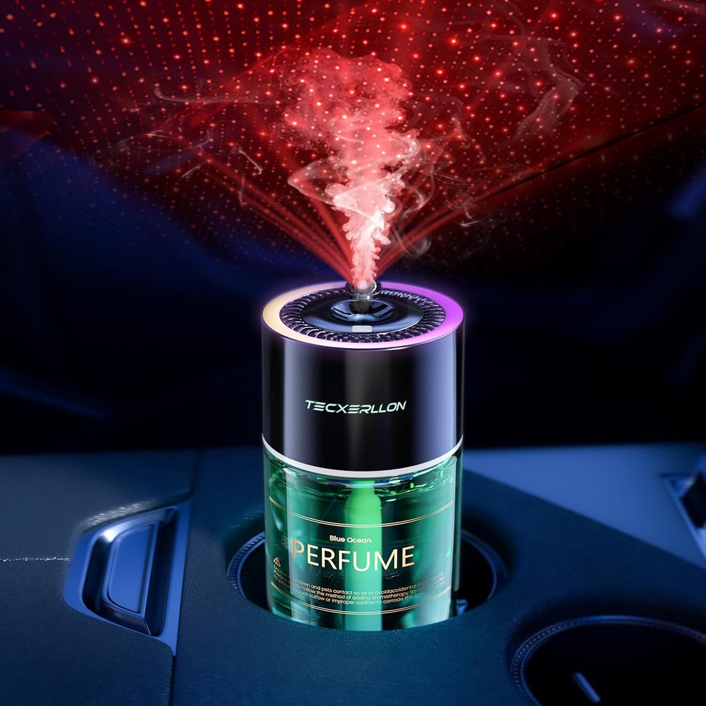 Car Air Freshener, Car Diffuser with RGB Ambient Light & Starry Ceiling, 4 Smart Scent Modes, 120-Day Runtime, Auto On/Off, USB-C Rechargeable, Cologne-Inspired Fragrance,120ML