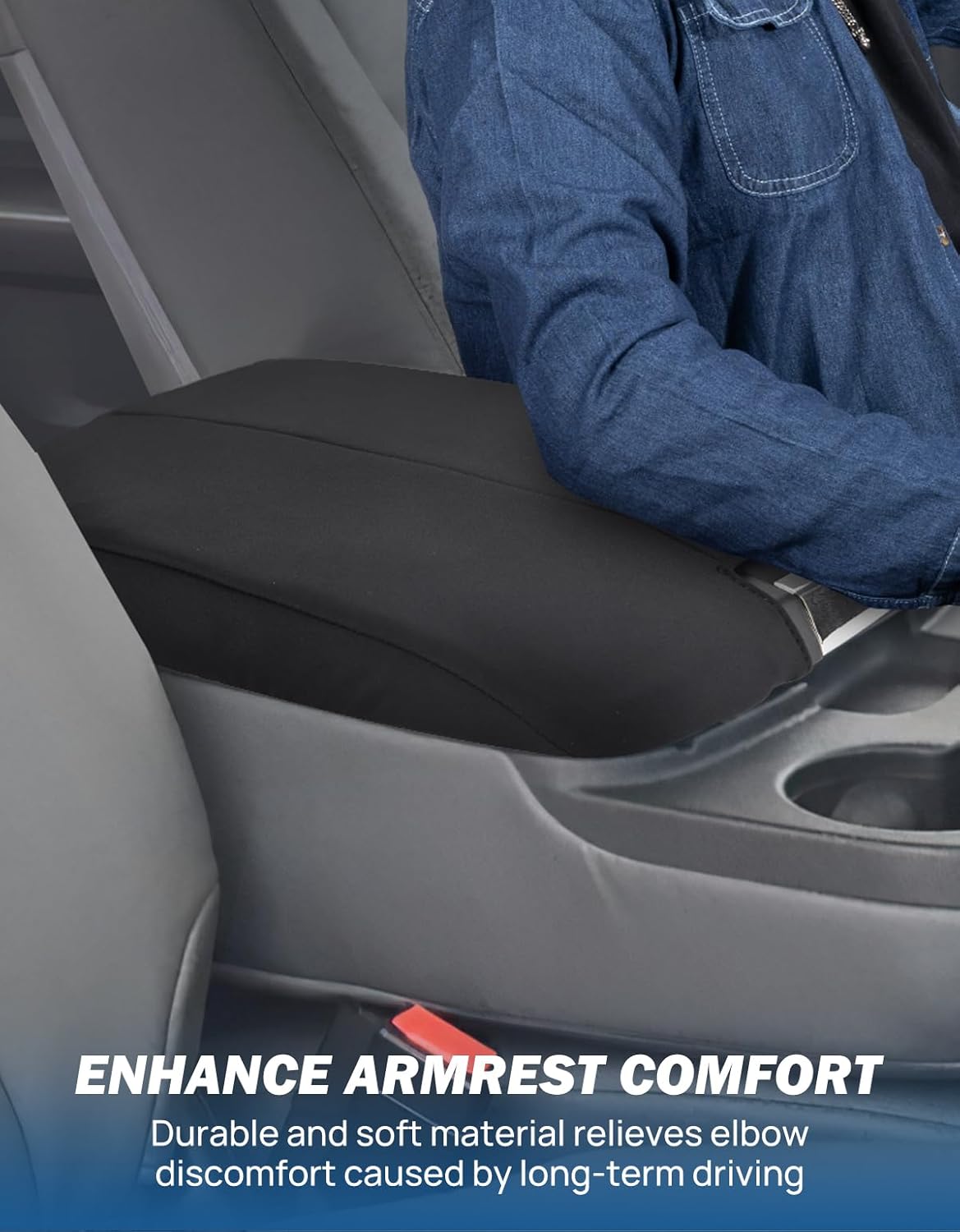 JOYTUTUS Center Console Cover Compatible with 2013-2018 Ram 1500 & 2013-2024 Ram 2500/3500/1500 Classic Model Jump Seat Console, Neoprene Arm Rest Armrest Cover for Car, Middle Console Cover Lid