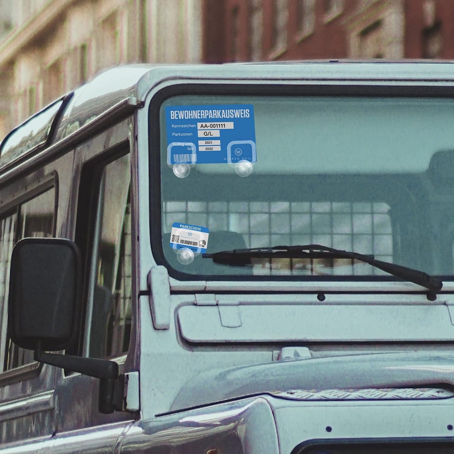 4X Parking Permit, Ticket and Note Holder for Car Windscreen, Clips with Removable Suction Cup, Avoid Parking fine, Set of 4 (Made in Germany) Transparent