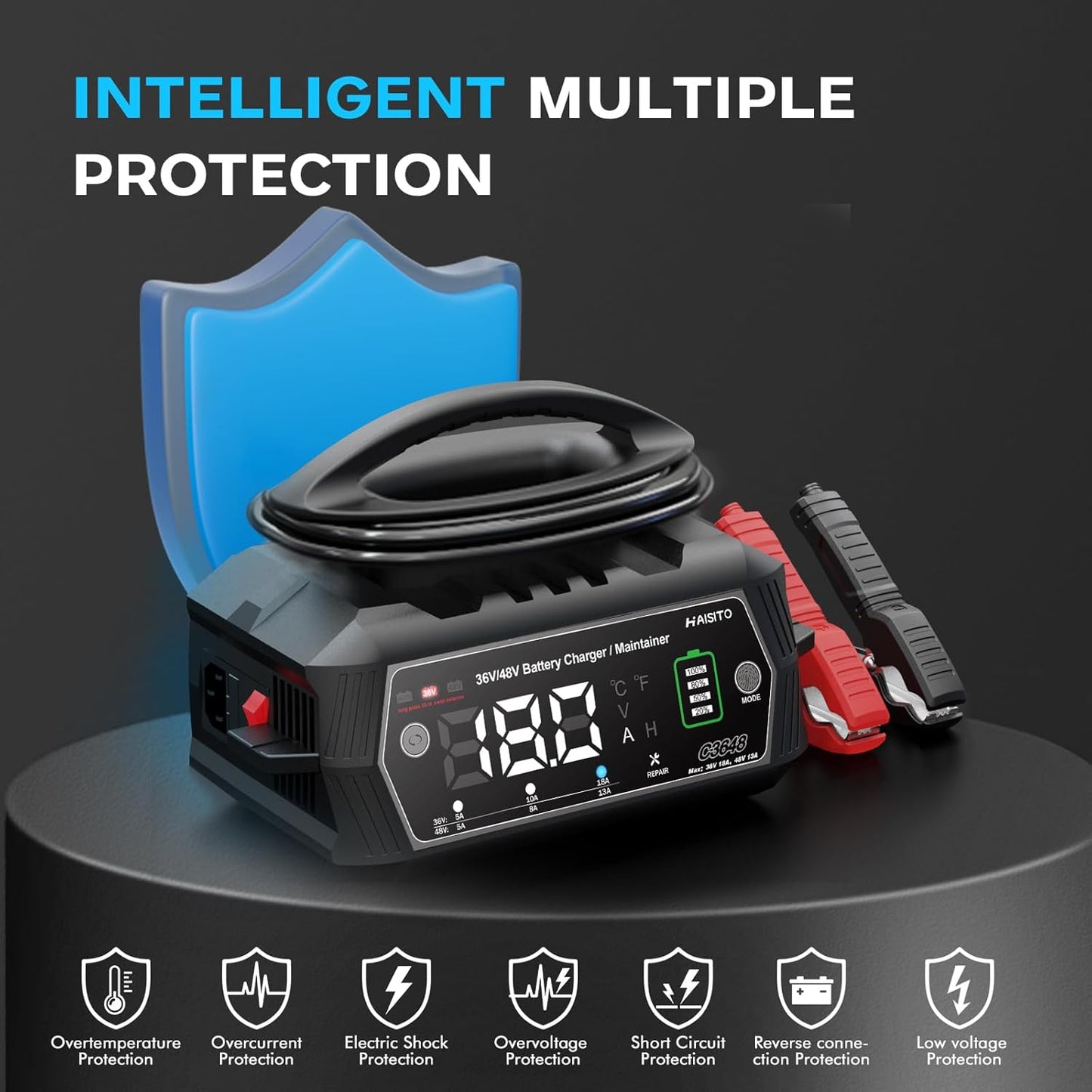 Golf Cart BatteryCharger 36V 18A and 48V 13A Trickle BatteryCharger,36 Volt Golf Cart Charger,for EZGO TXT Text with Powerwise,Lithium, LiFePO4, Lead-Acid AGM/Gel/SLA..BatteryCharger,D Style Plug