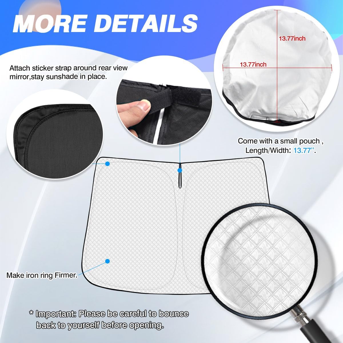 Windshield Sun Shade for Hyundai Tucson 2016-2021 Thicken 6-Layer Front Window Sunshade Cover Sun Visor Shield Protector Block UV Rays Keep Vehicle Cool