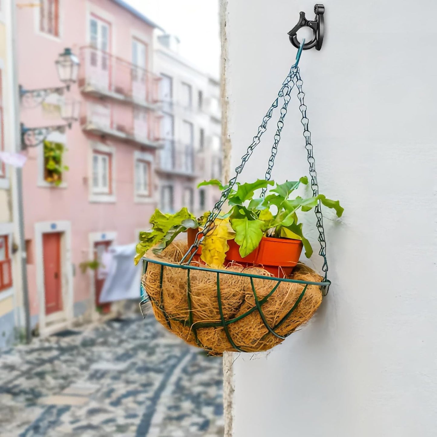 48 Pcs String Light Hooks, Screw in Hooks for Hanging String Lamp, Wire, Plants Pot, Wind Chimes, Patio Fairy Light Cord Holder with Buckle, Outdoor Wall Halloween Xmas Decor Q Hanger