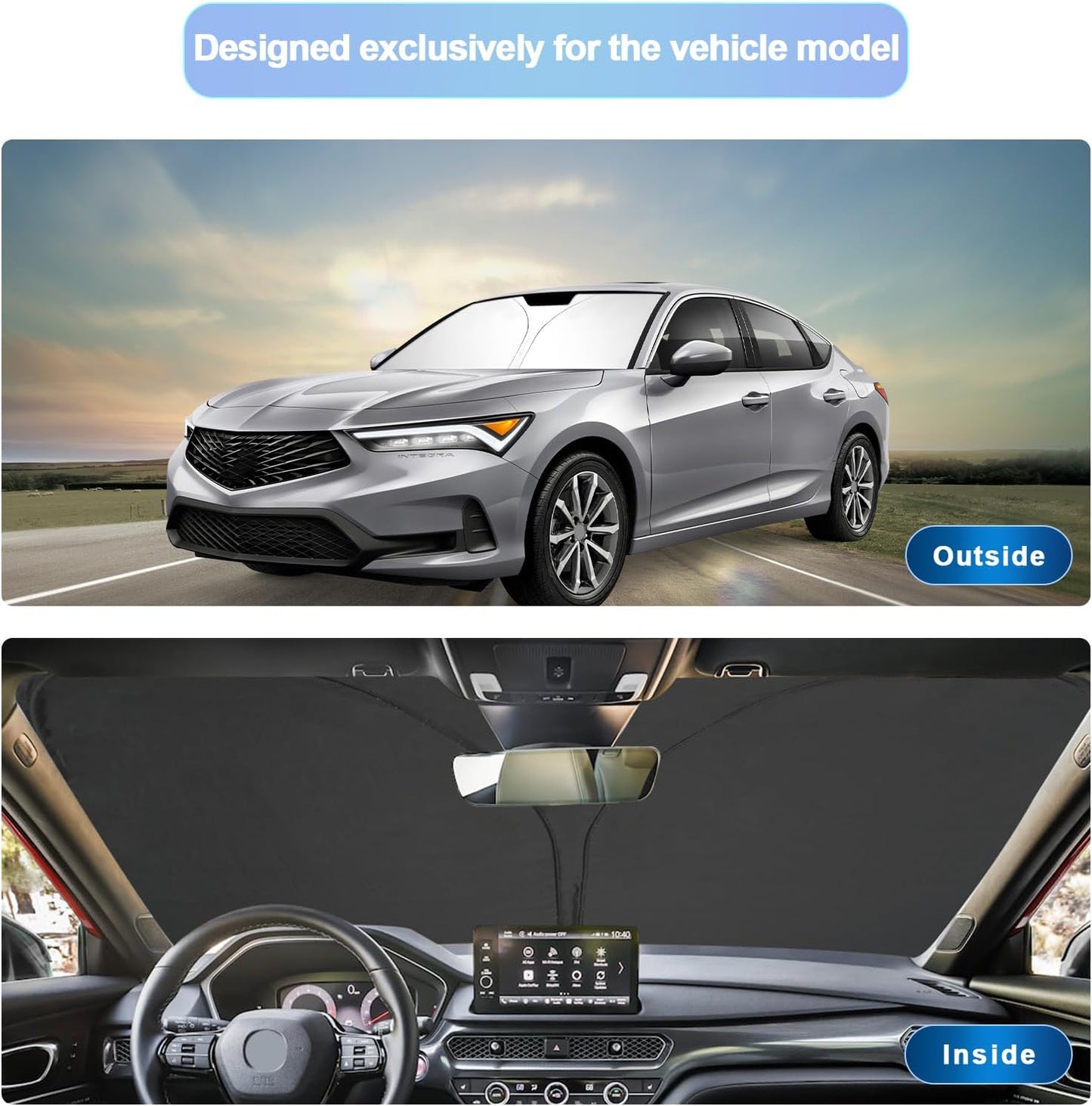 SXCY for 2023-2025 Acura Integra/2022-2024 Honda Civic Windshield Sunshade for 2024 2025 Integra Civic Accessories 2025 Integra Type S Sun Shade Foldable Sun Shield 2024 Integra Civic Sun Protector