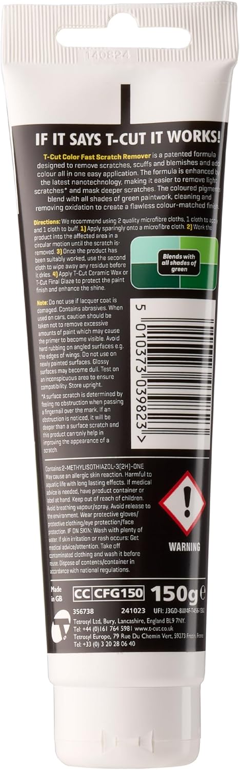 T-Cut Green Scratch Remover, Color Fast Paintwork Restorer Car Polish, 5.3 Oz