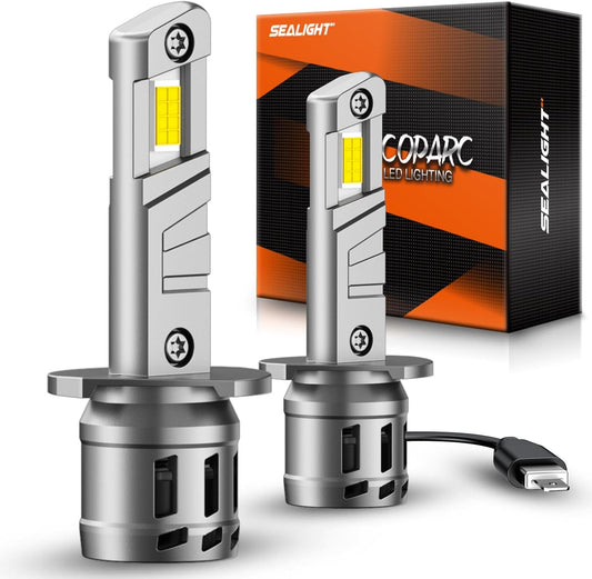 SEALIGHT H1 Fog Bulbs, 30000LM 6500K Cool White, 1:1 Mini Size, H1 Bulb Fog Light with 13000RPM Cooling Fan, 3 Mins Plug-N-Play, Non-polarity, Pack of 2