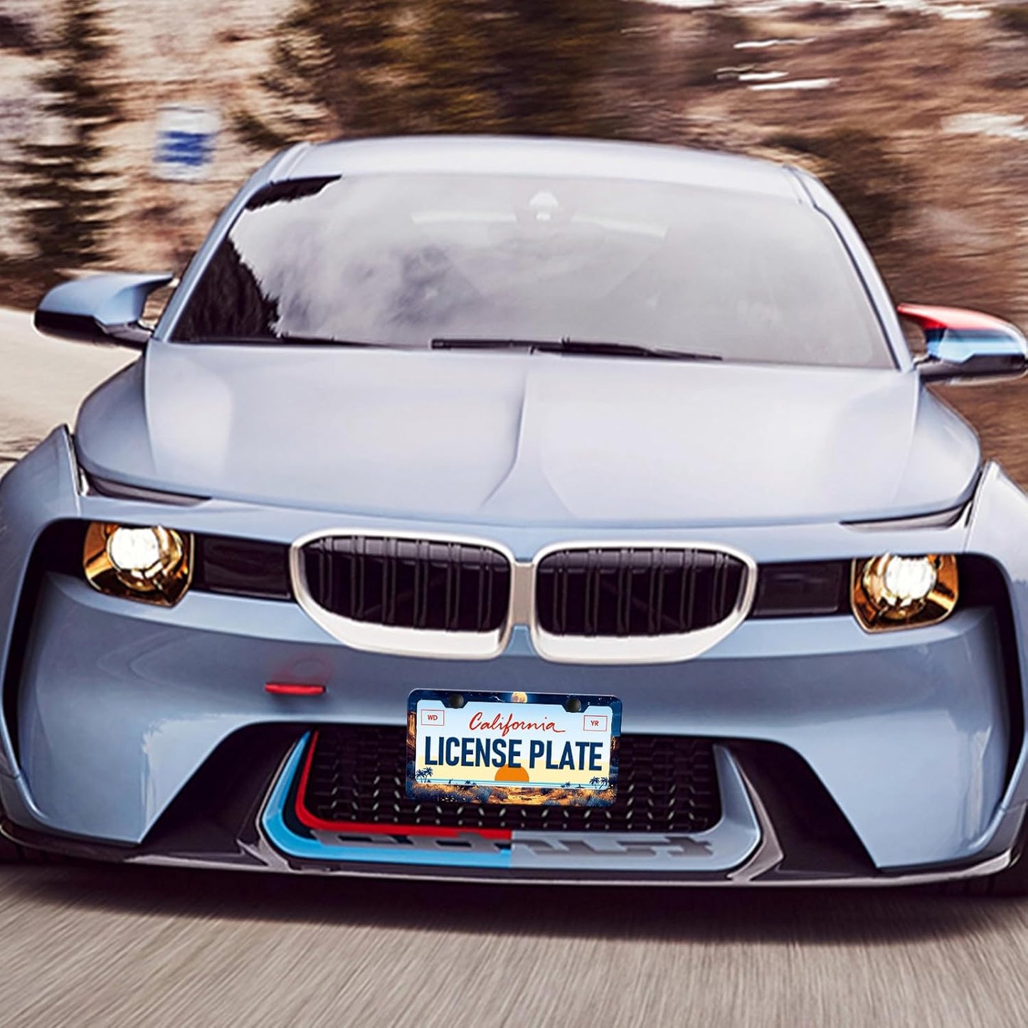 Moon License Plate Frames - 2 Pack Starry Sky Moonlight Stainless Steel License Plate Holder,Rust-Proof Waterproof Car Decorative Tag Frame with Screws Fasteners Caps