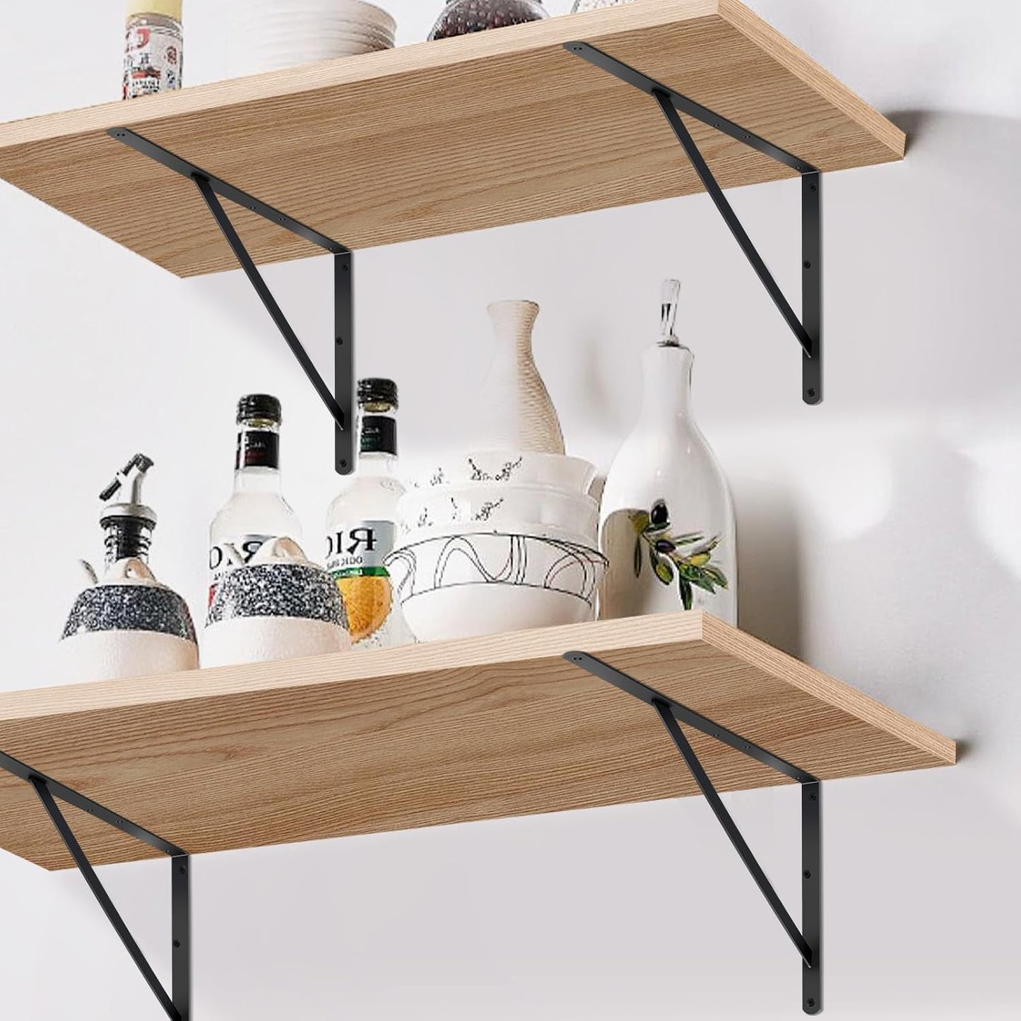 12 Pack L18 x H 12" Black Heavy Duty Shelf Brackets with Screws Metal Shelf Brackets Shelf Support Angle Brackets for Shelves L Brackets Heavy Duty Floating Shelf