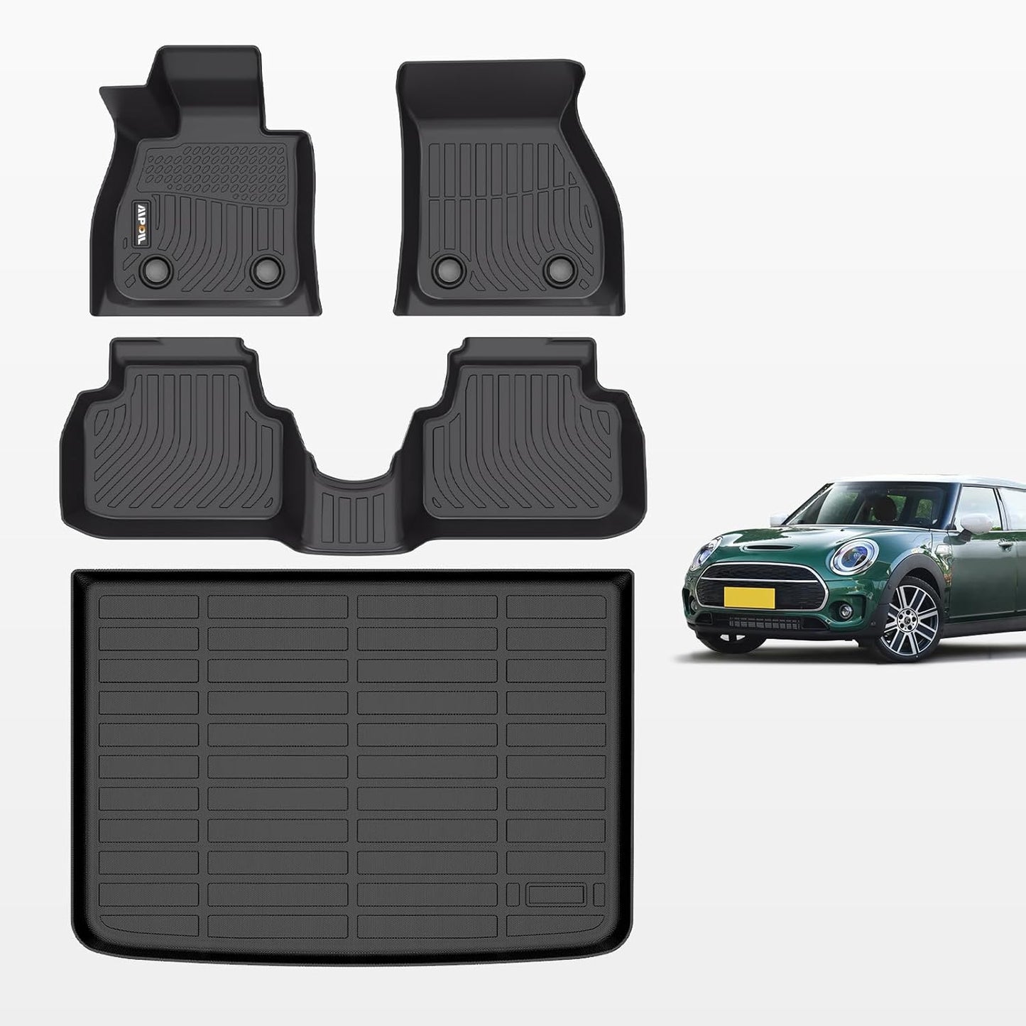 AIPOIL® Floor Mats & Cargo Liner Set for 2016-2024 Mini Clubman All Weather Protection TPE Anti-Slip Automotive Full Set Custom Car Mats Accessories - Black